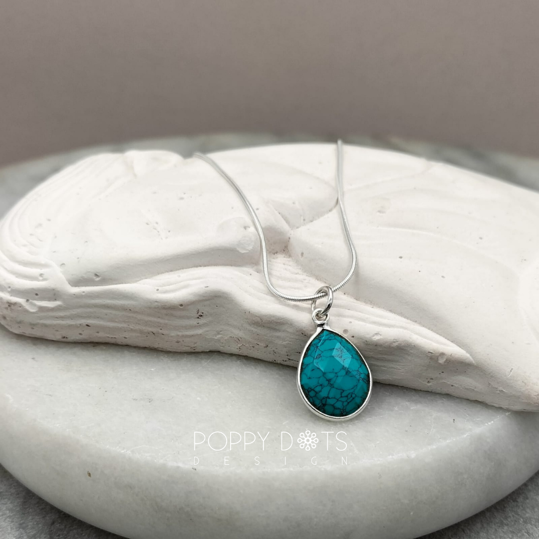 Sterling Silver Turquoise Teardrop Pendant