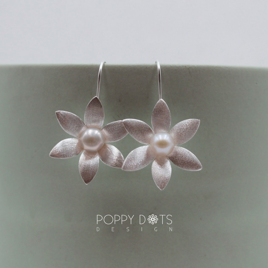 Sterling Silver & Freshwater Pearl Saffron Flowers