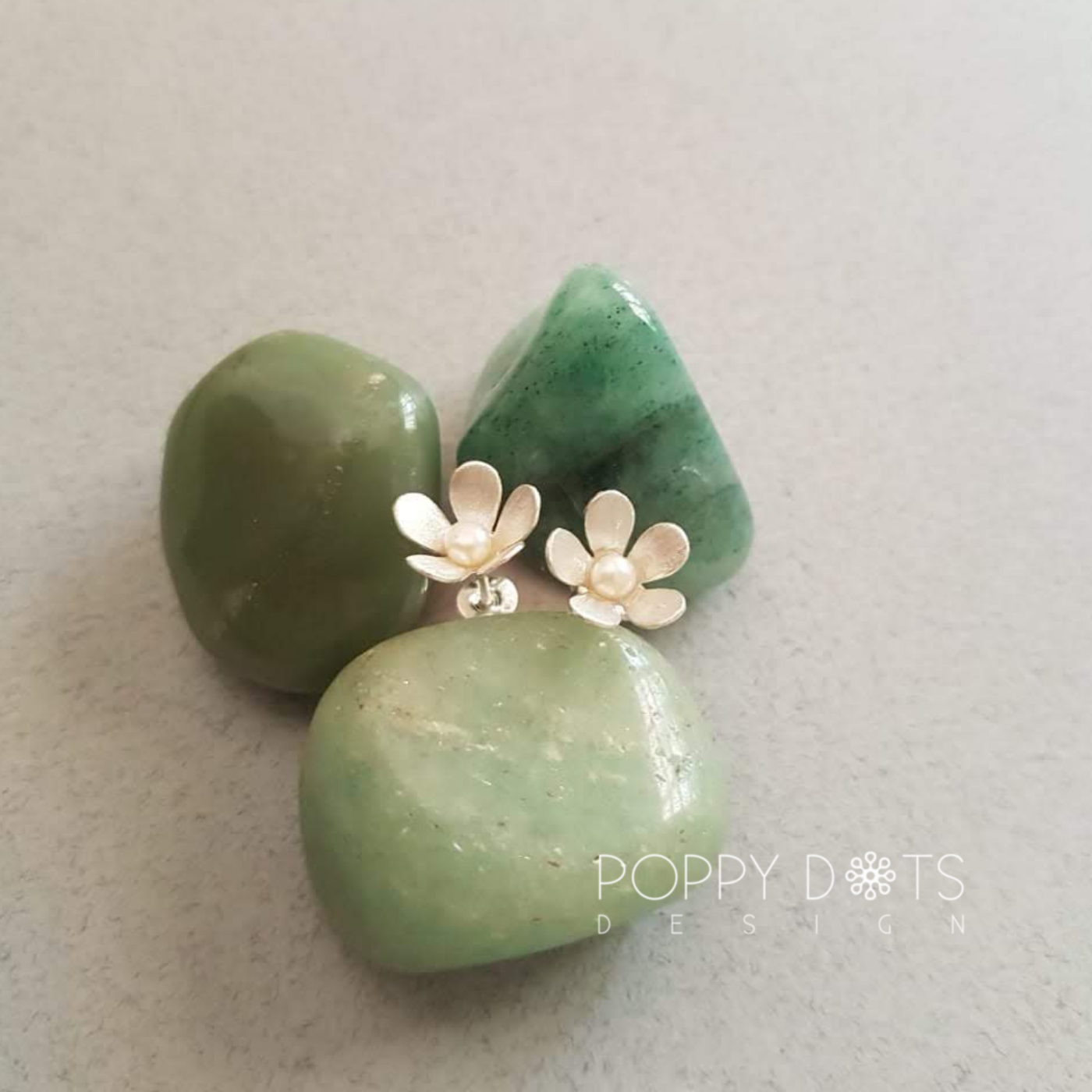 Sterling Silver Pearl Blossom Studs