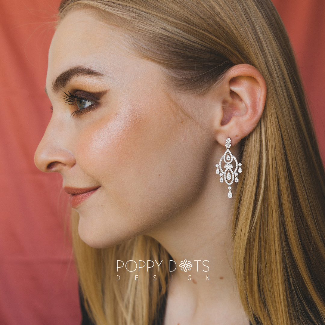Sterling Silver Glamour Zirconia Chandelier Earrings