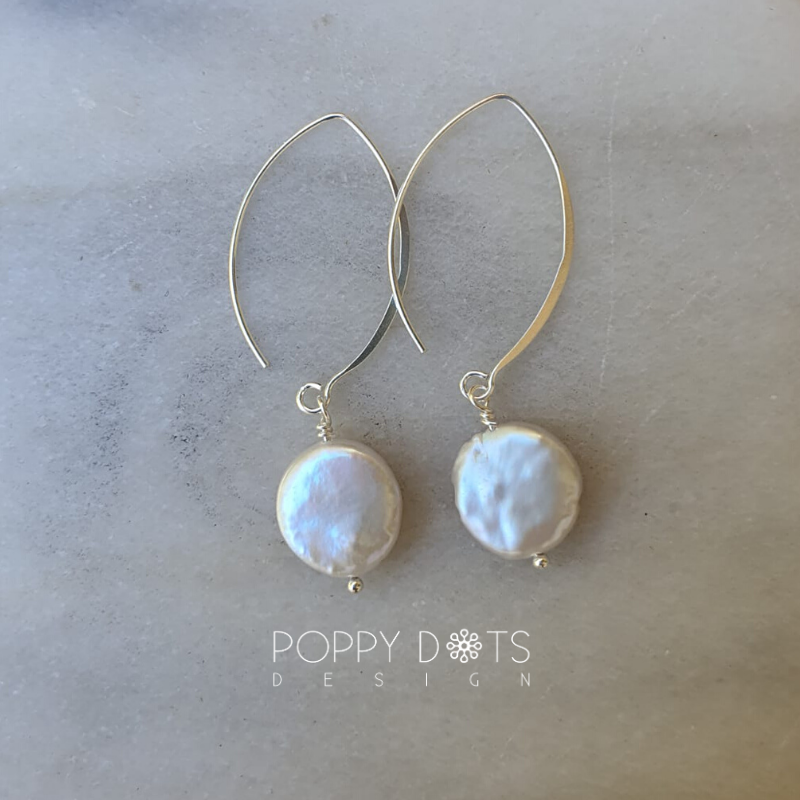 Sterling Silver & Freshwater Coin Pearl Earrings