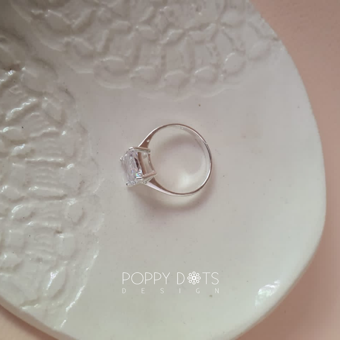Sterling Silver & Square Zirconia Ring
