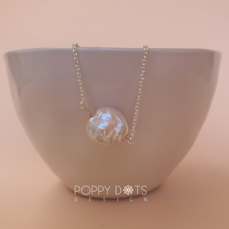 Sterling Silver & White Freshwater Coin Pearl Bracelet