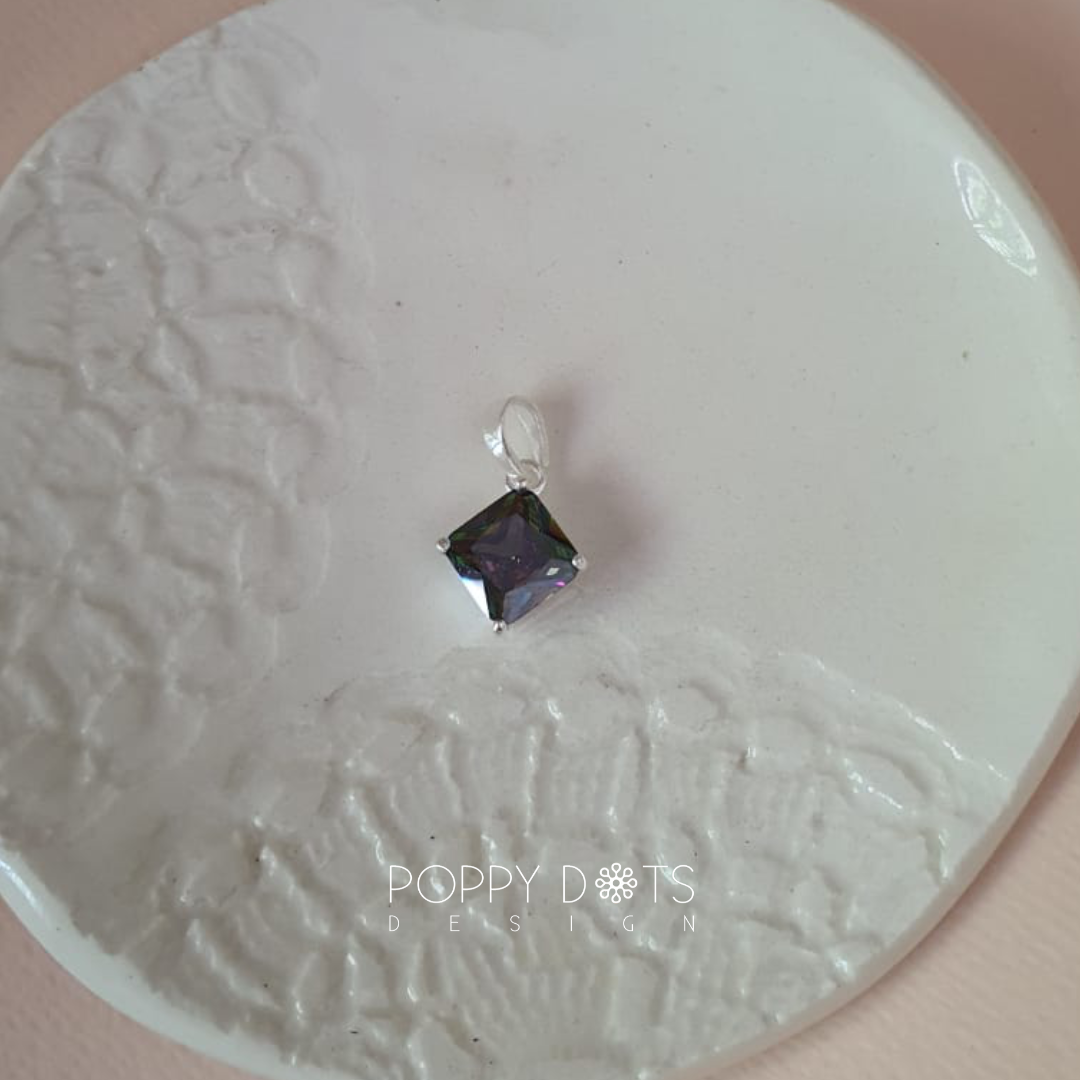 Sterling Silver & Square Mystic Topaz Pendant
