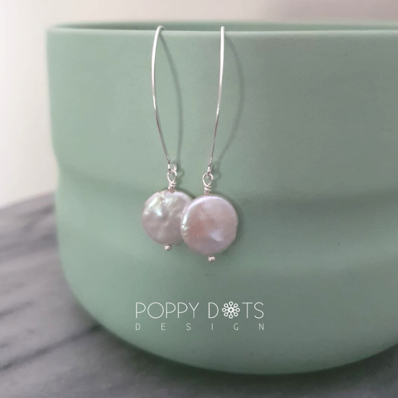 Sterling Silver & Freshwater Coin Pearl Earrings